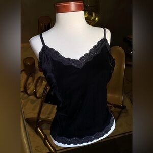 Black Velvet Cami with delicate lace ✨